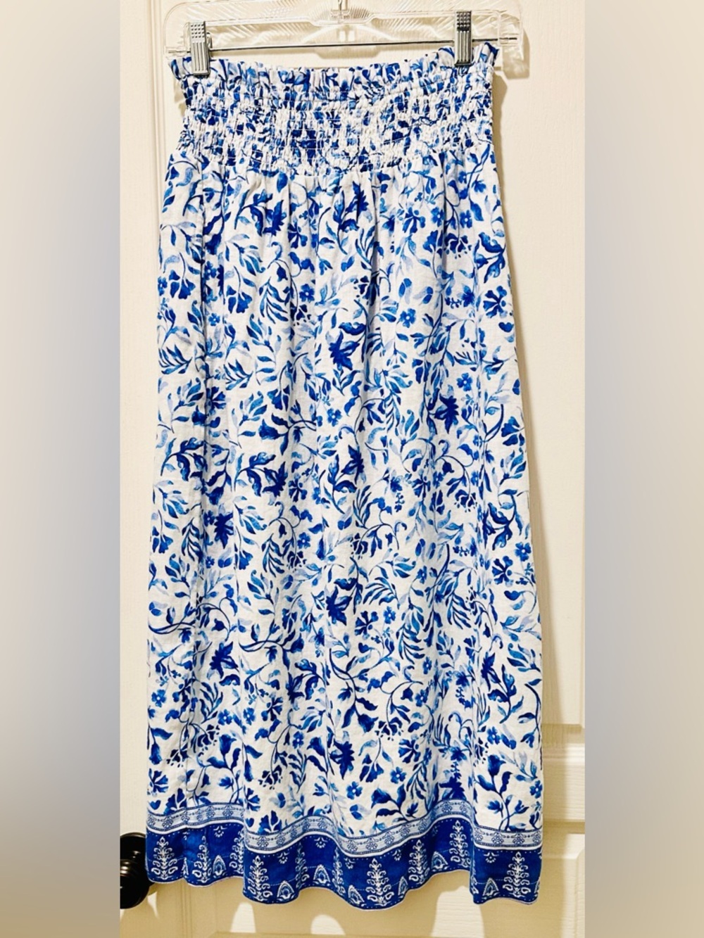 NWT Joie 100% Linen Midi Skirt & Cropped Tank Top Set in Blue/White Bora Print - Picture 3 of 12